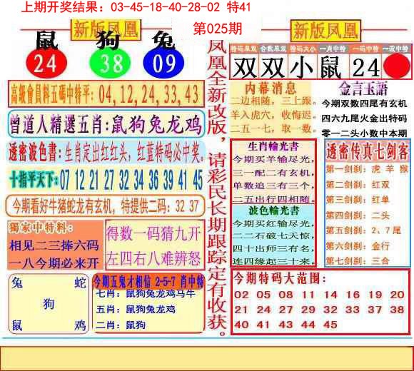 2025025期二代凤凰报