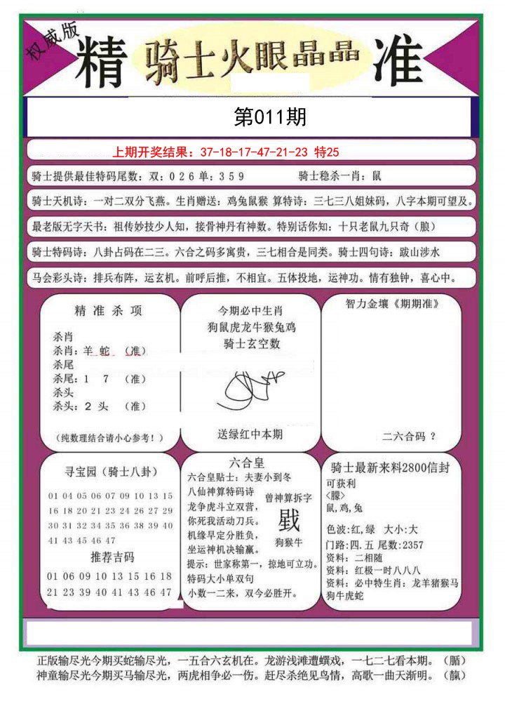 2025011期骑士火眼晶晶（正）