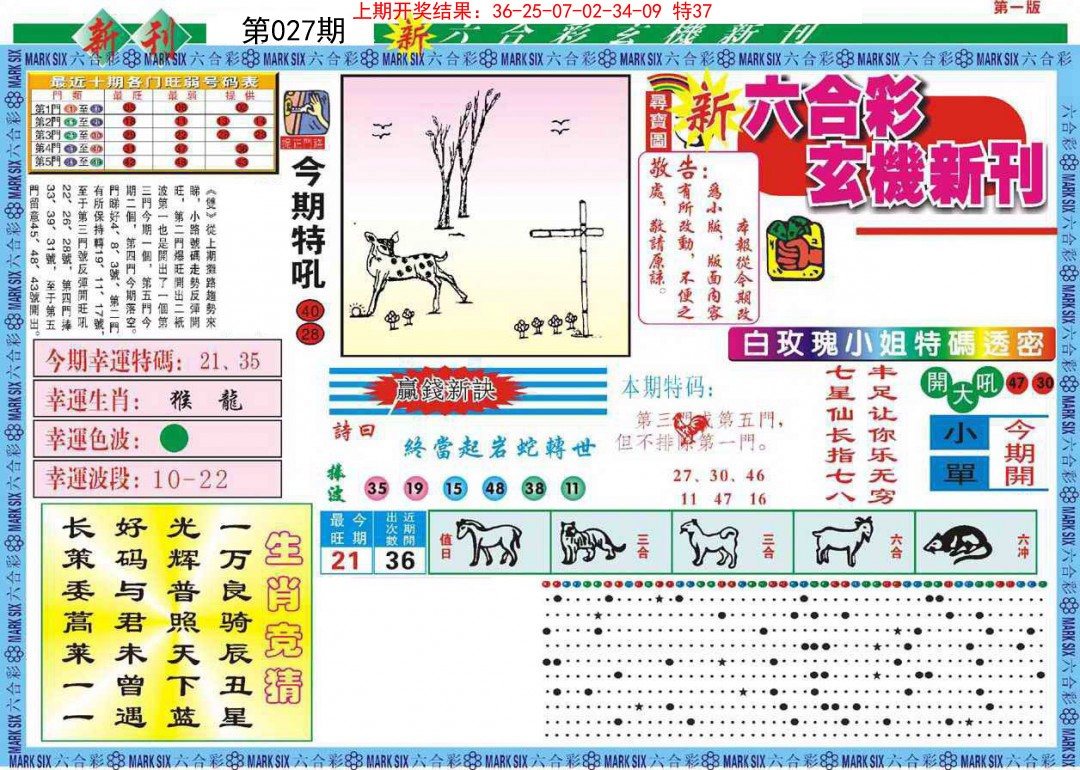 2025027期新六合彩特码新刊A