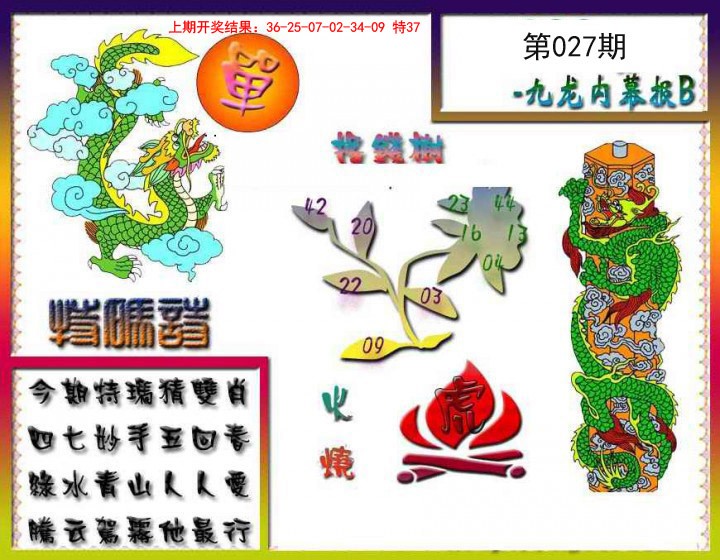 2025027期九龙内幕特肖图a