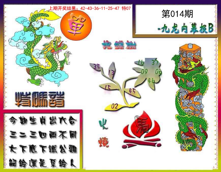 2025014期九龙内幕特肖图a