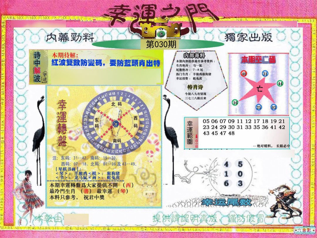 2025030期幸运之门