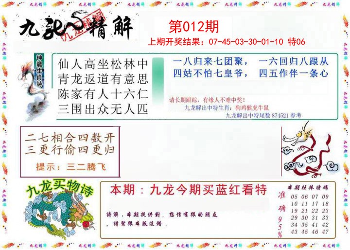 2025012期九龙精解