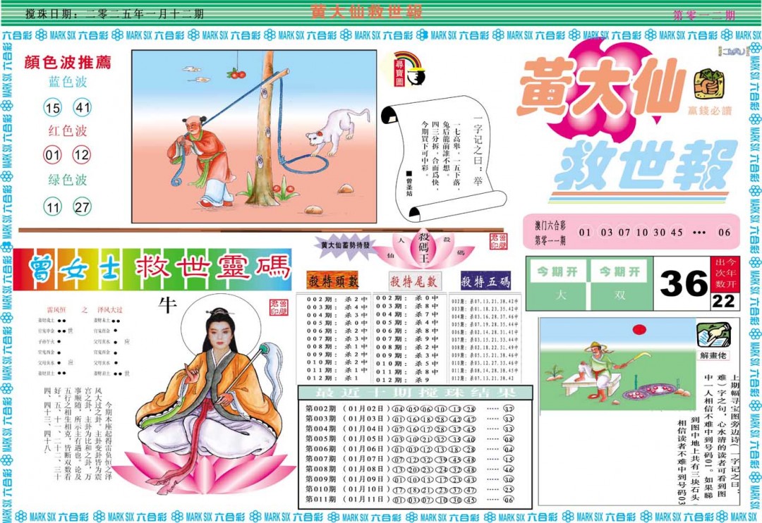 2025012期黄大仙救世A