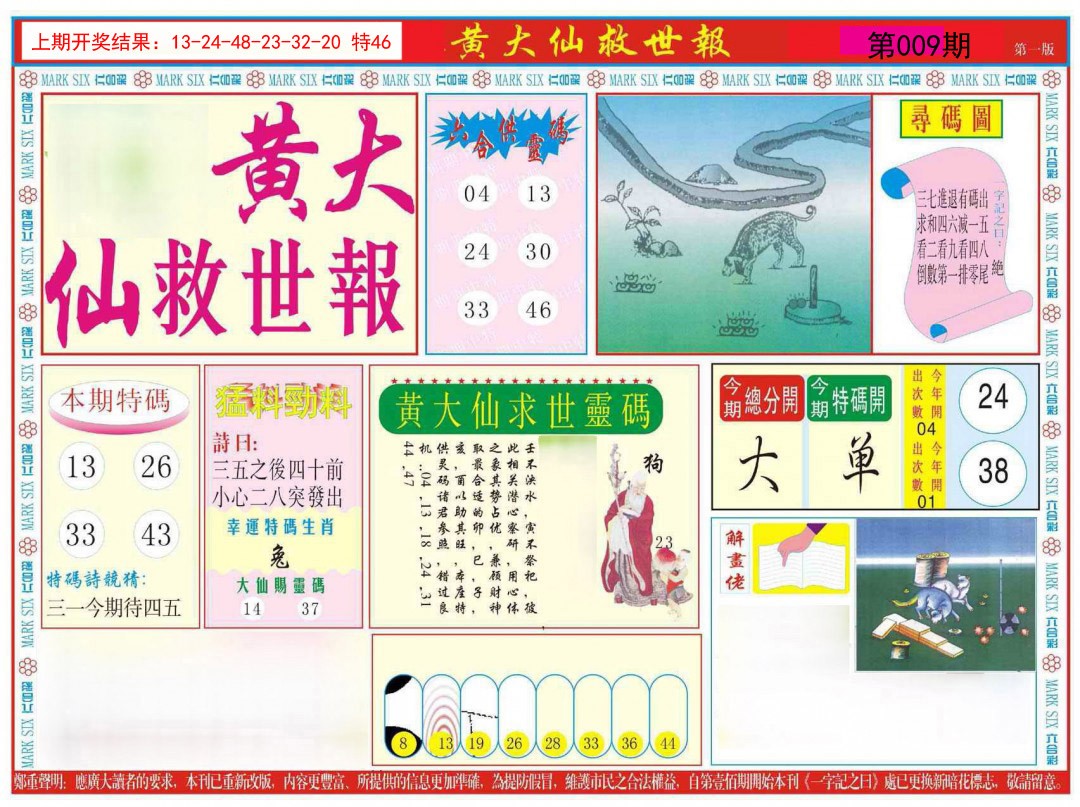 2025009期新黄大仙救世A