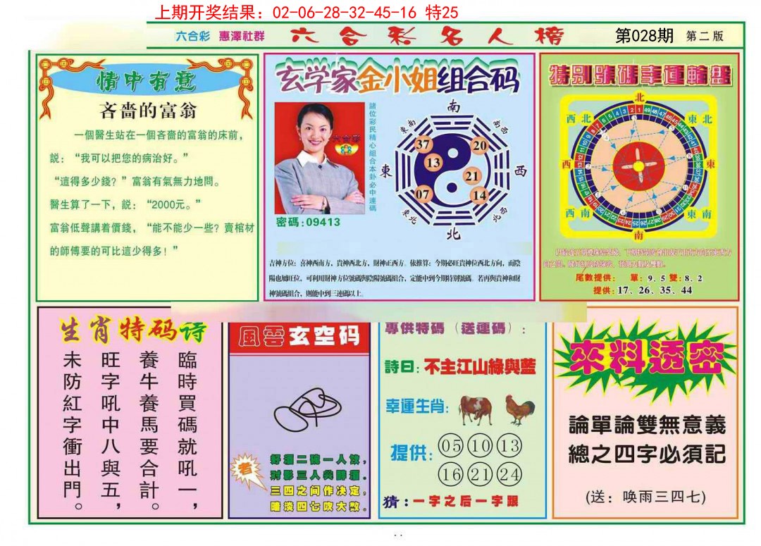 2025028期名人榜B