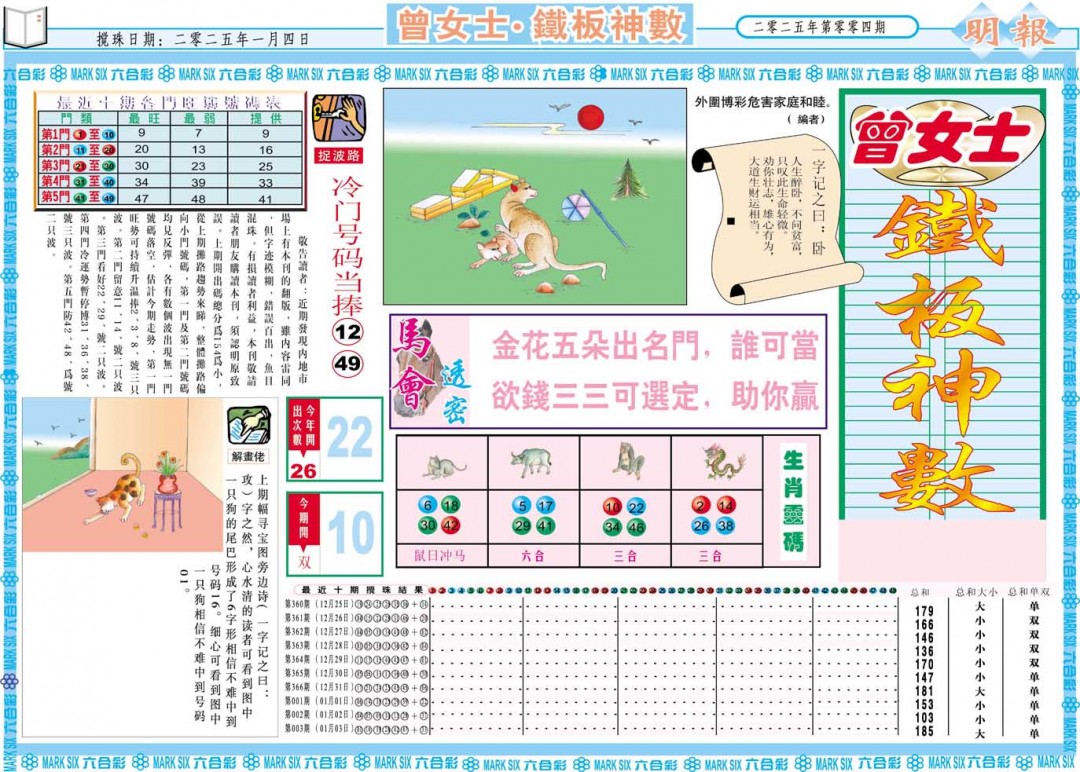 2025004期曾女士铁板神数A