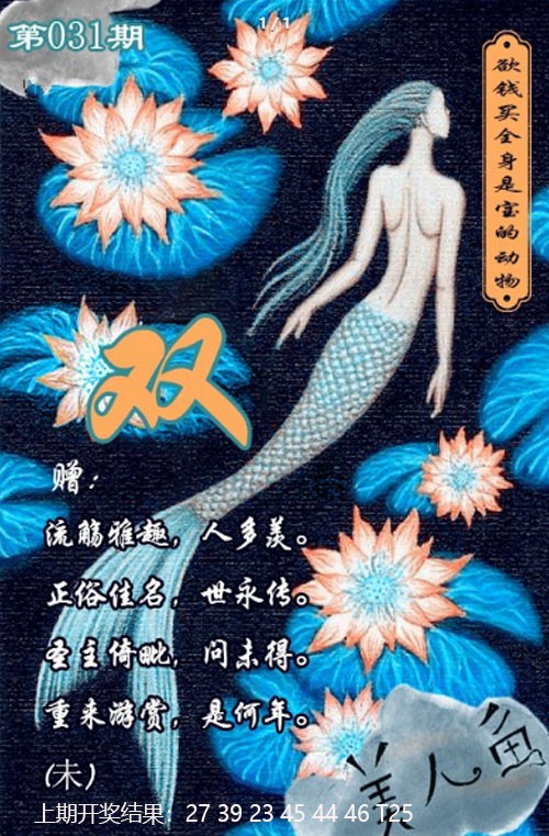 2025031期美人鱼单双中特图