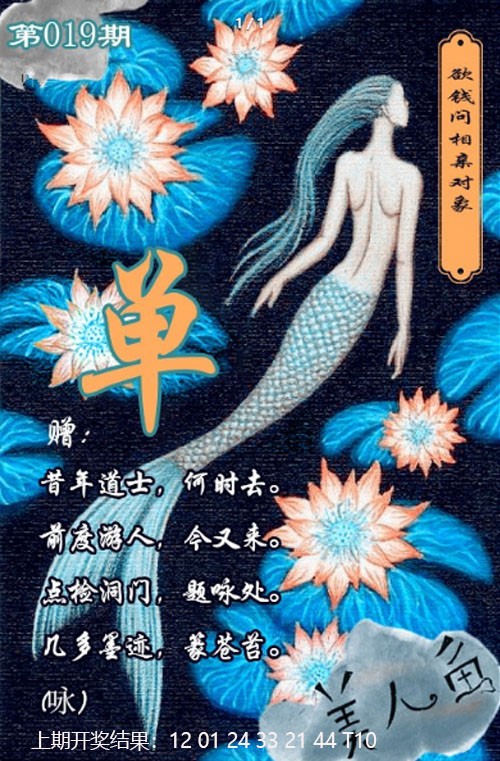 2025019期美人鱼单双中特图