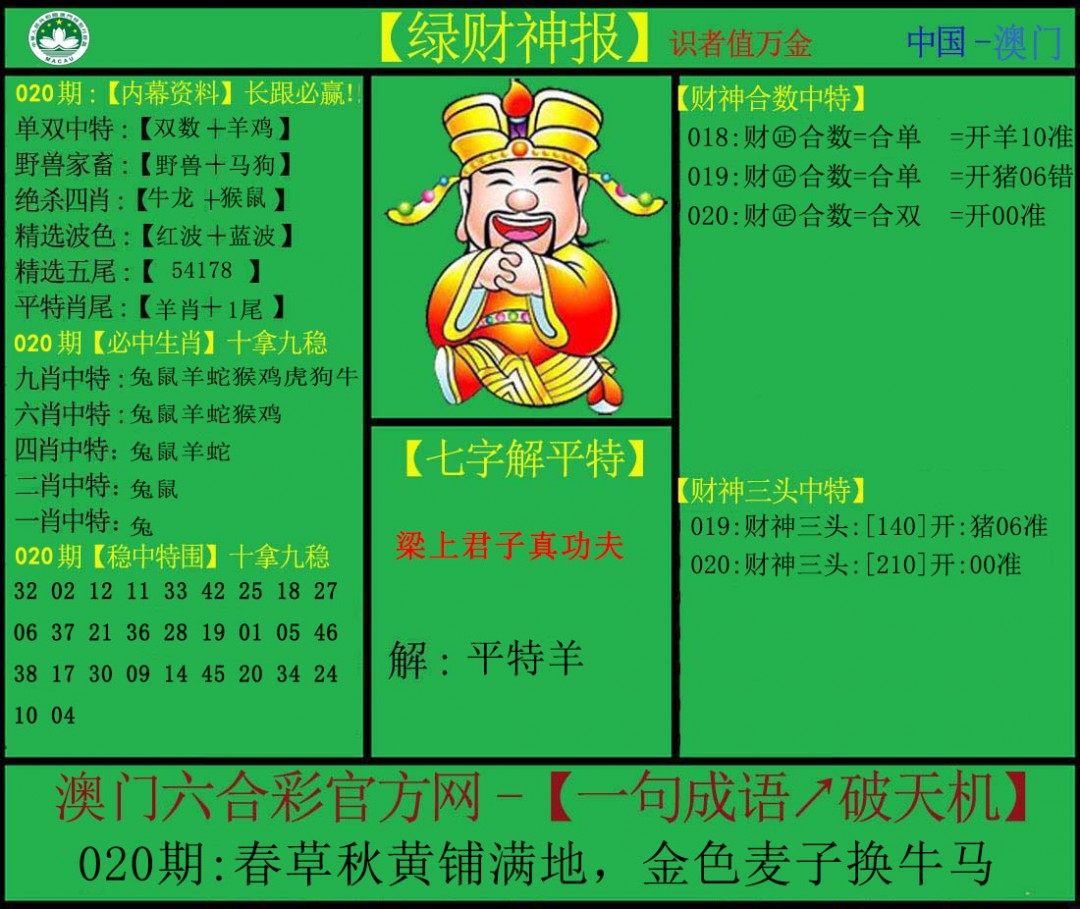 2025020期绿财神