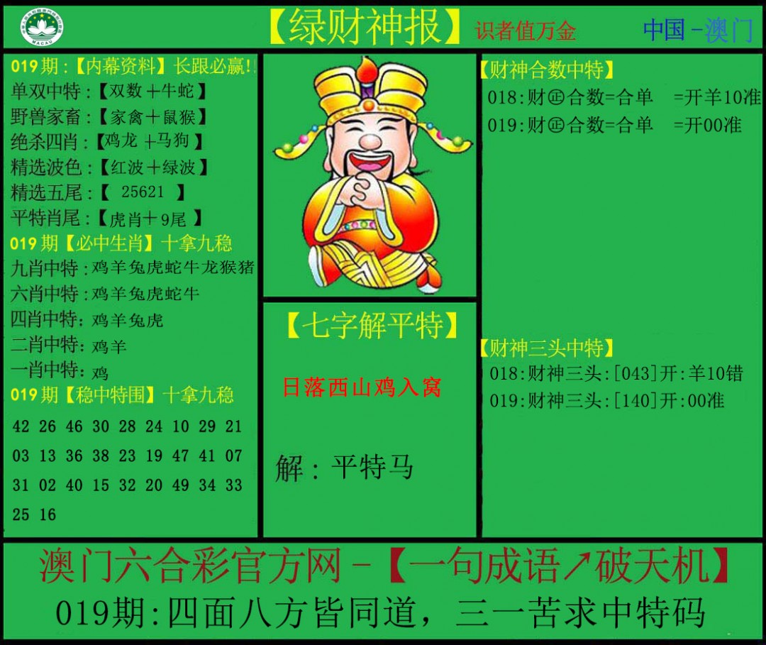 2025019期绿财神