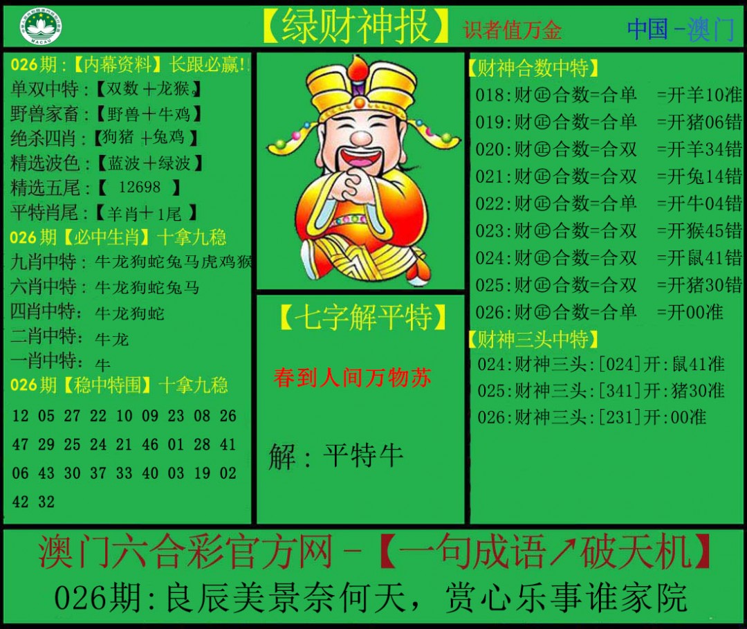 2025026期绿财神