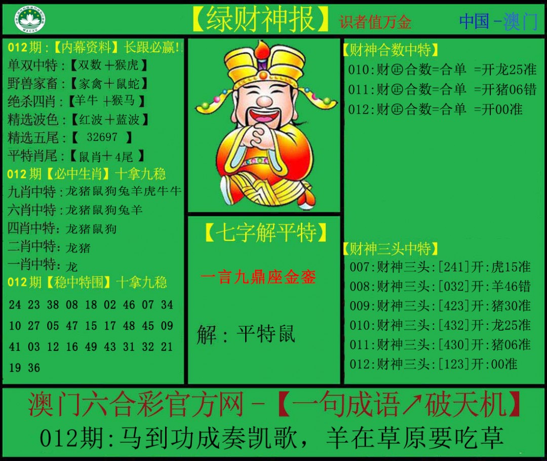 2025012期绿财神