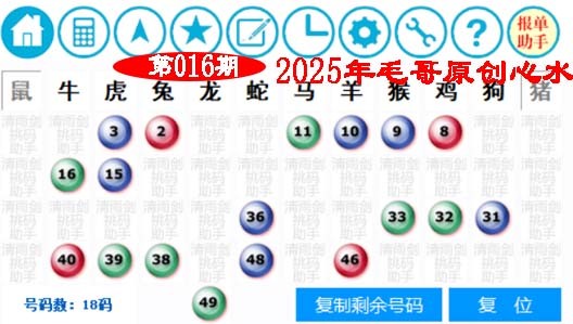 2025016期毛哥心水
