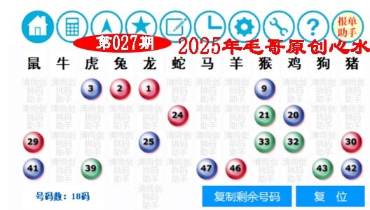2025027期毛哥心水