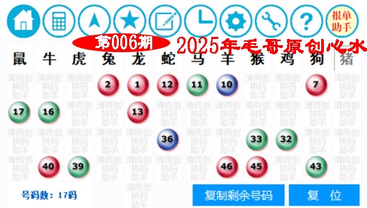 2025006期毛哥心水