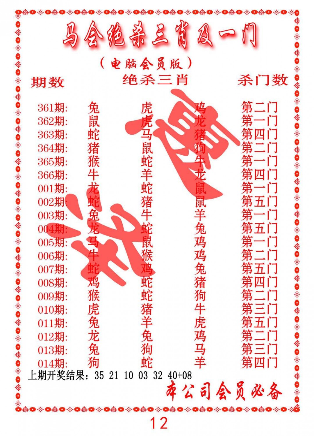 2025006期马会绝杀三肖及一门