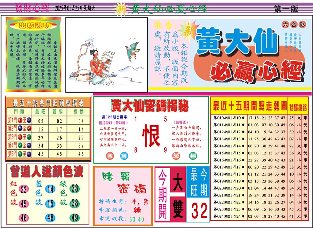 2025025期黄大仙必赢心经A
