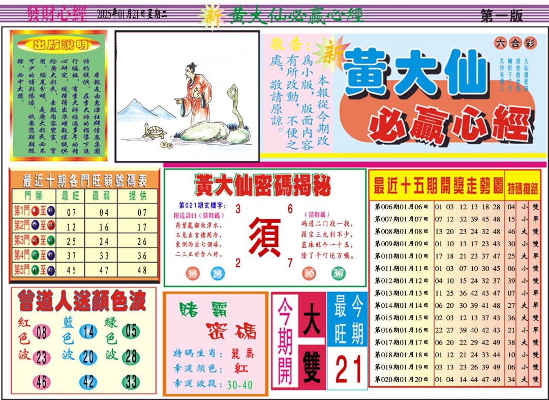 2025021期黄大仙必赢心经A