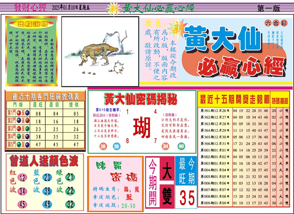 2025010期黄大仙必赢心经A