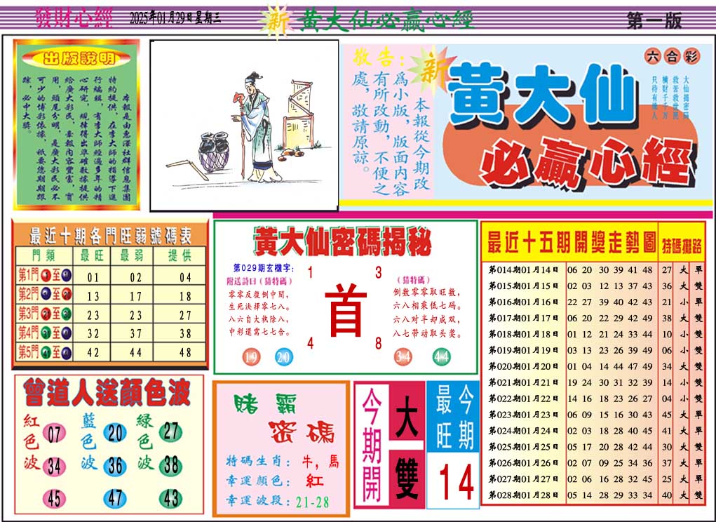 2025029期黄大仙必赢心经A