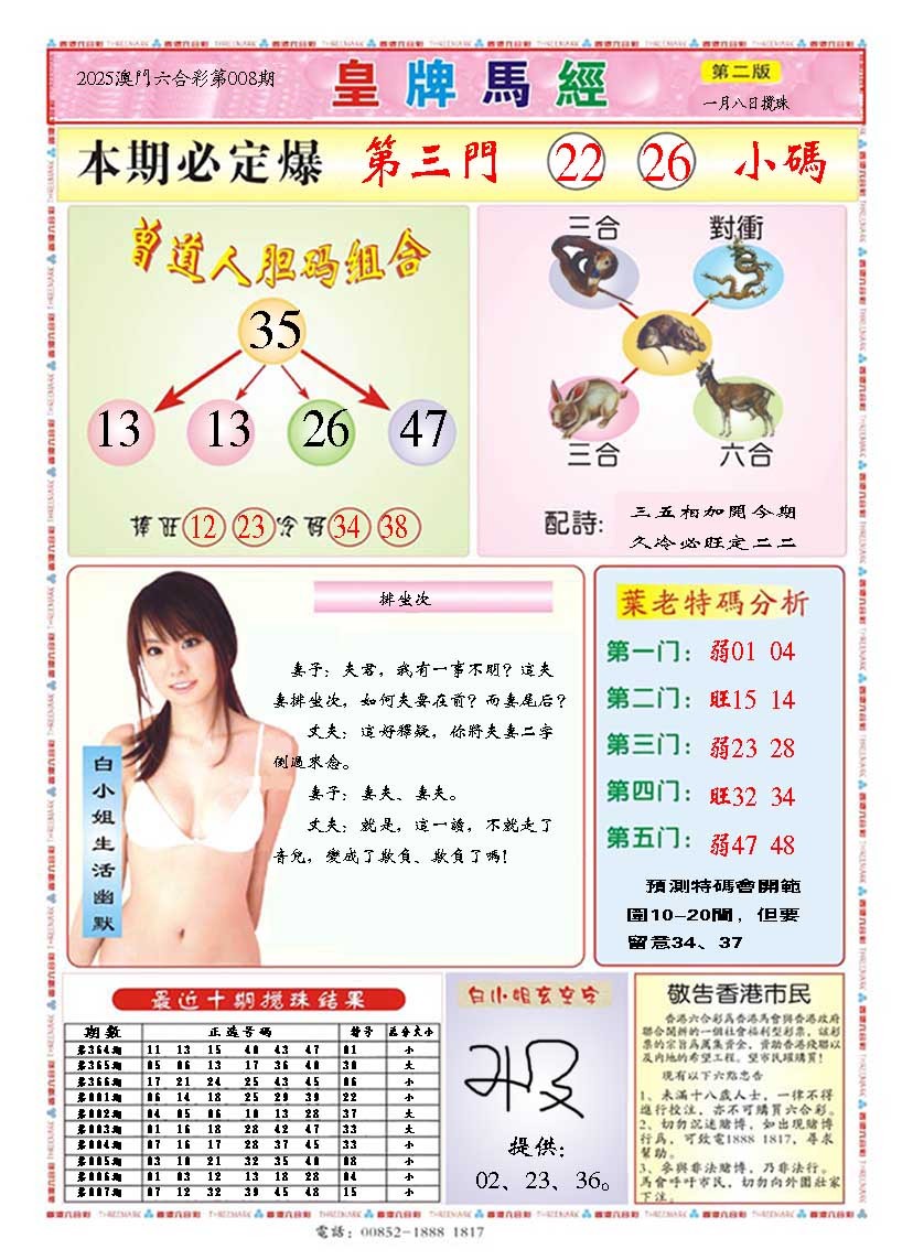 2025008期皇版马经B