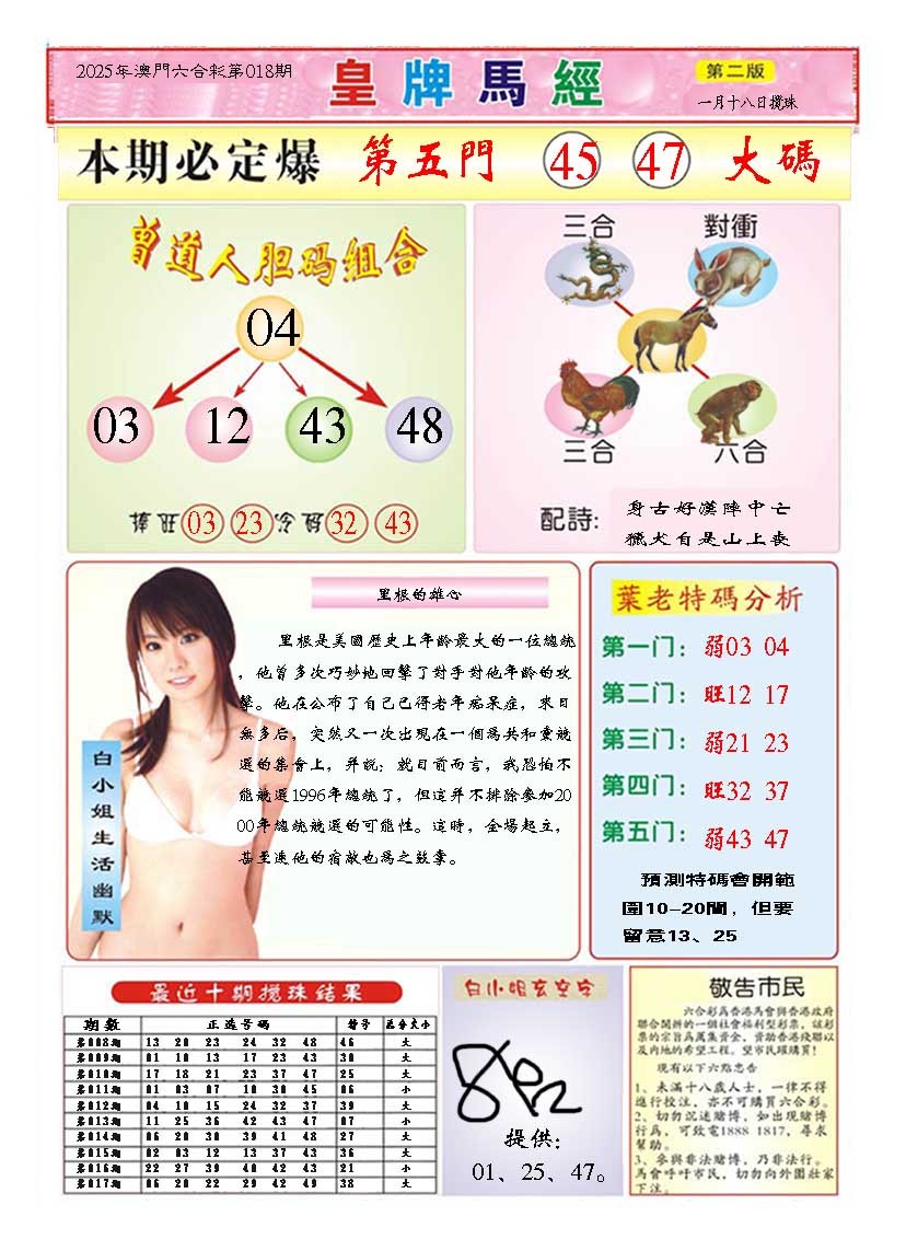 2025018期皇版马经B