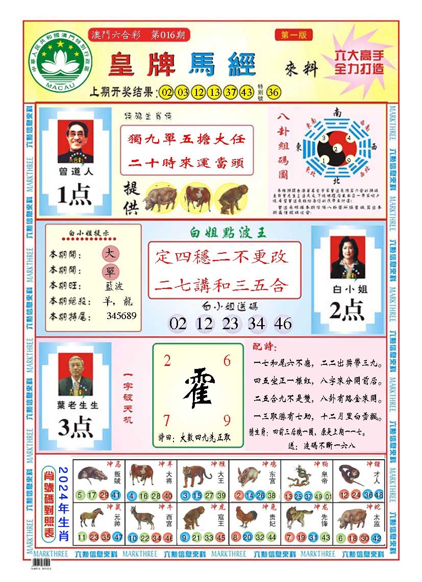 2025016期皇版马经A