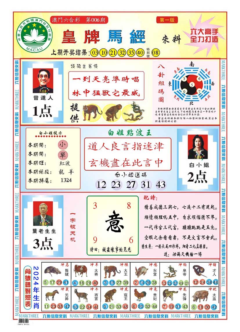 2025006期皇版马经A