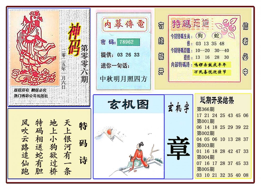 2025006期黄大仙神码