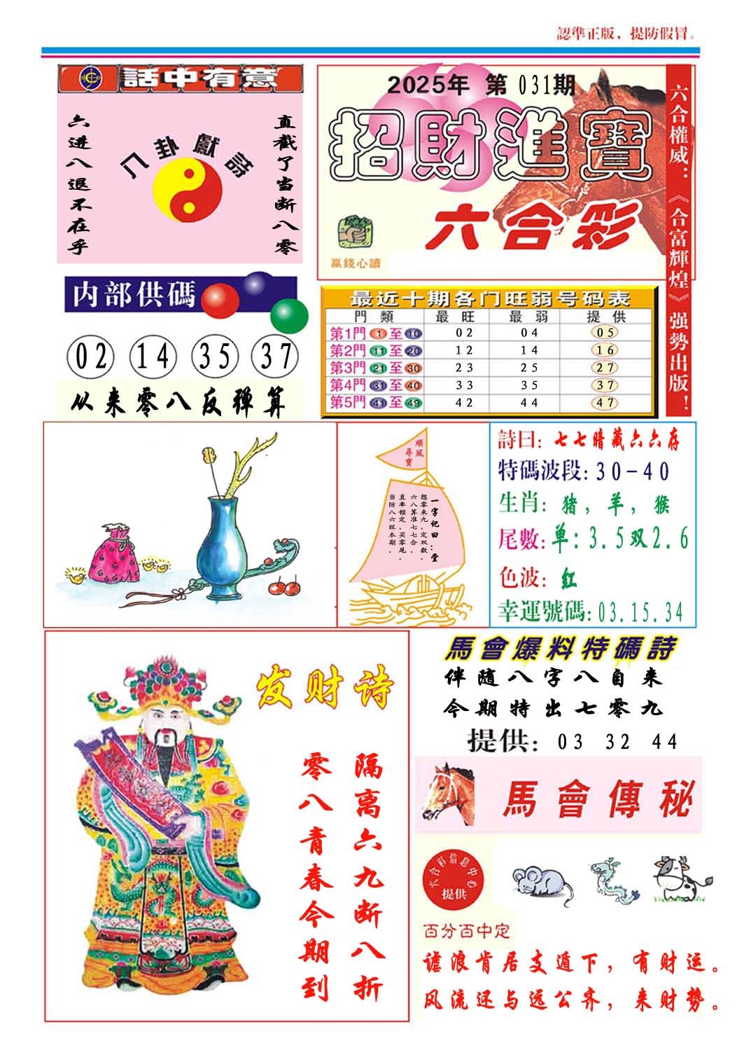 2025031期招财进宝