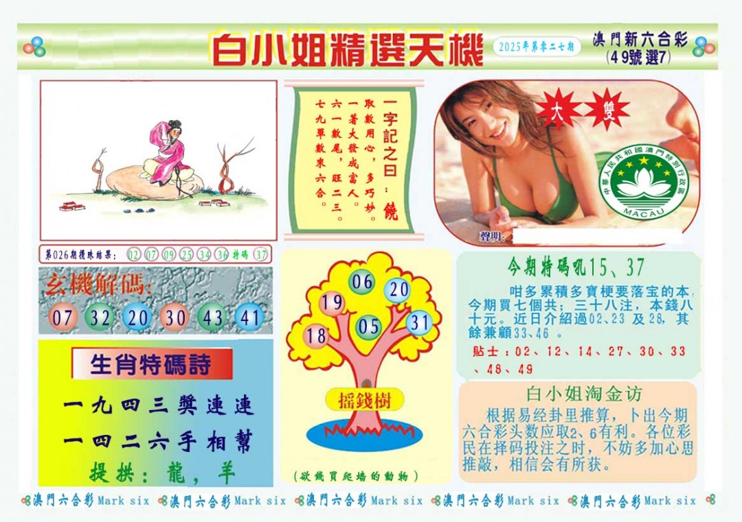 2025027期白小姐精选玄机A