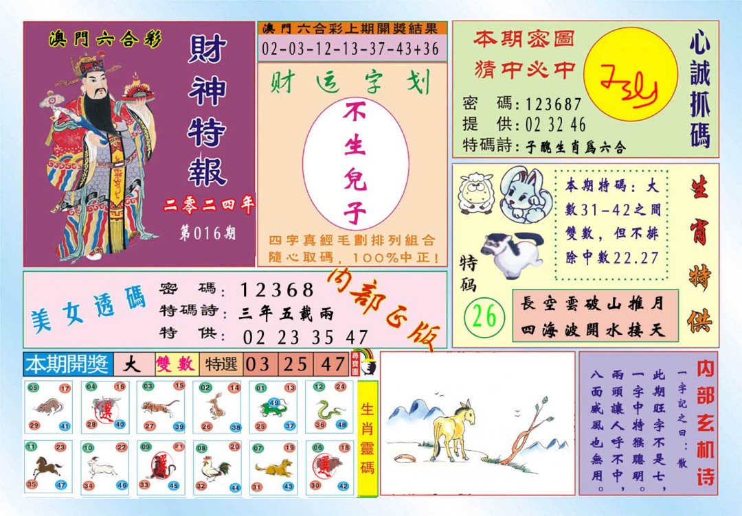 2025016期财神特报