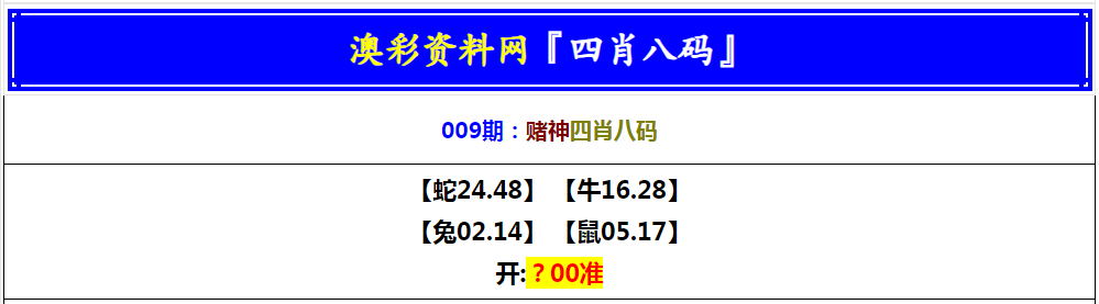 2025009期赌神四肖八码