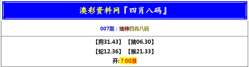 2025007期赌神四肖八码