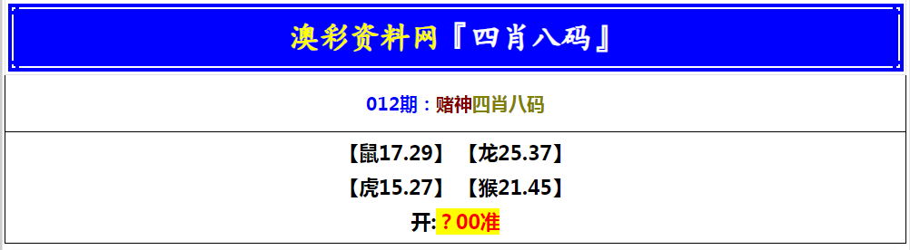 2025012期赌神四肖八码