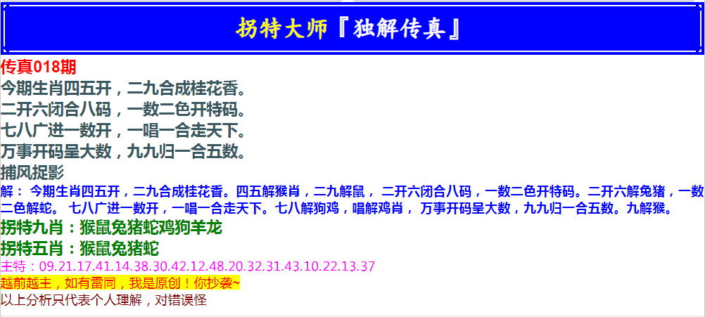 2025018期拐特大师澳门传真