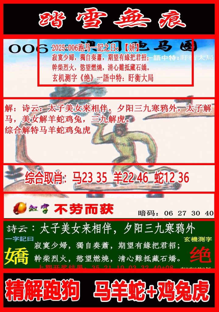 2025006期踏雪无痕跑马图