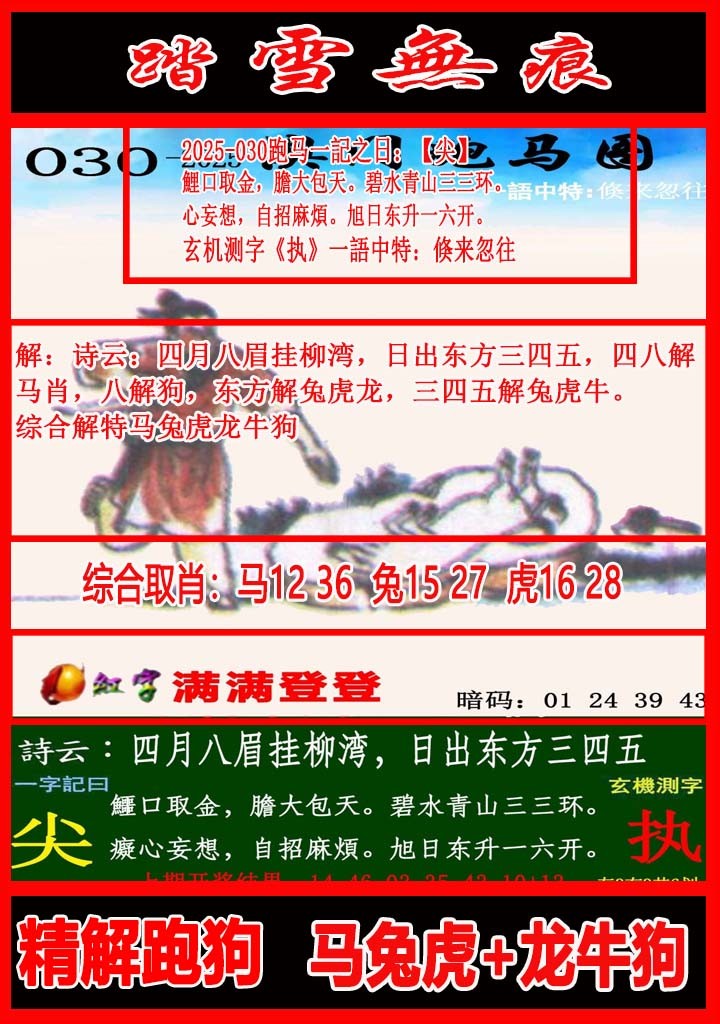 2025030期踏雪无痕跑马图