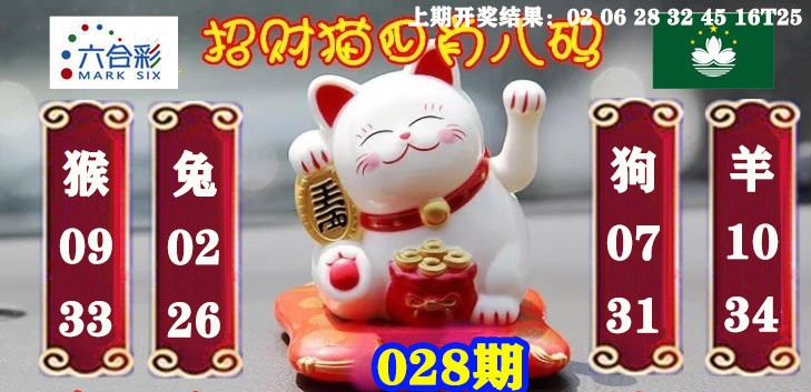 2025028期招财猫四肖八码