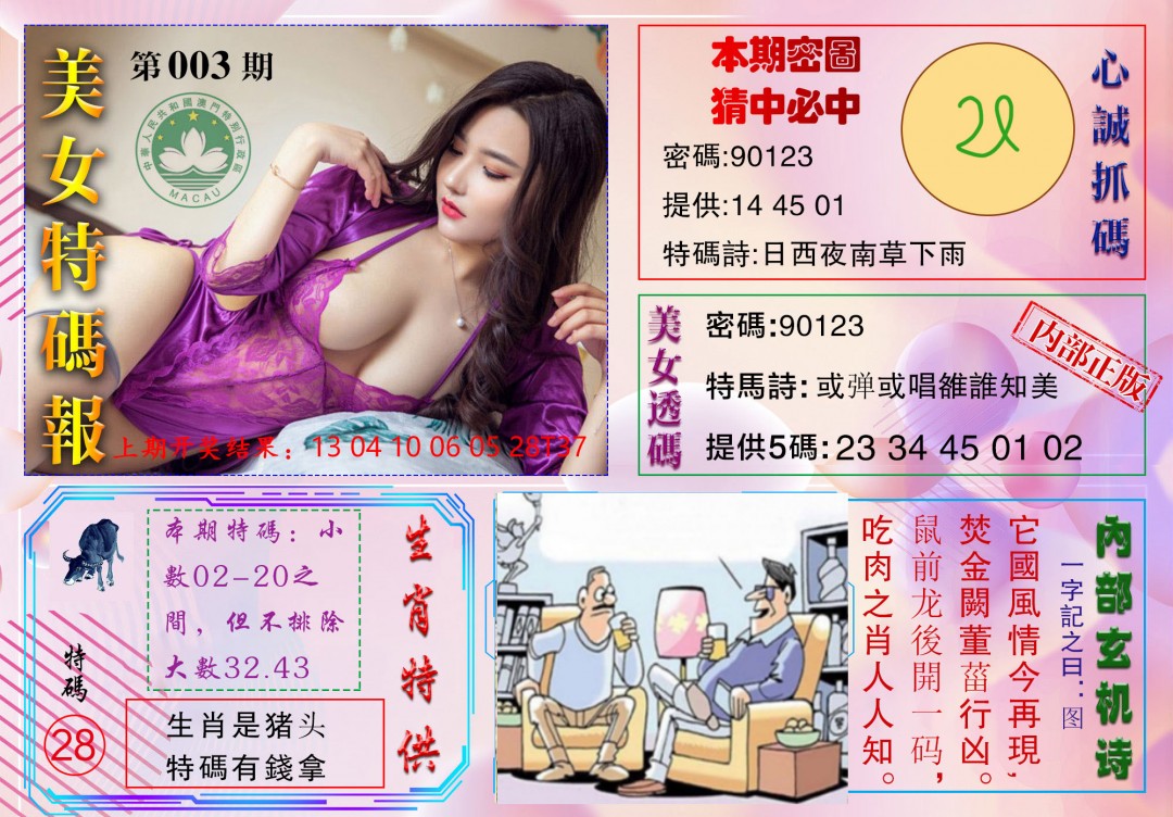 2025003期美女特码报