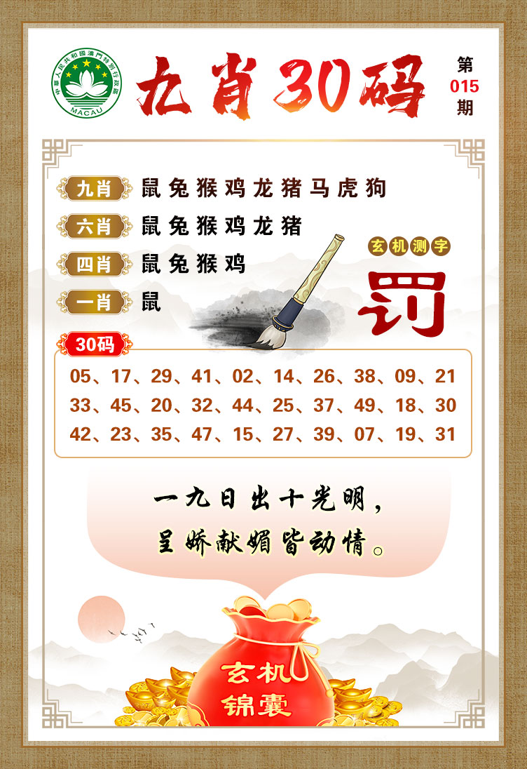 2025015期九肖30码
