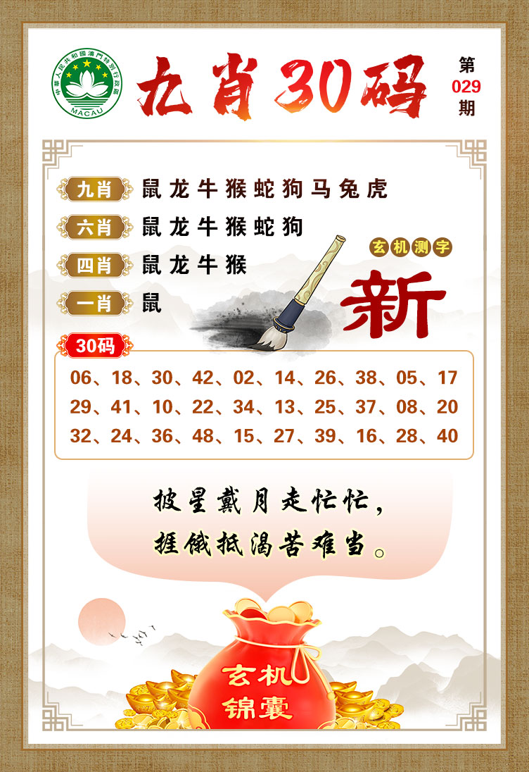 2025029期九肖30码
