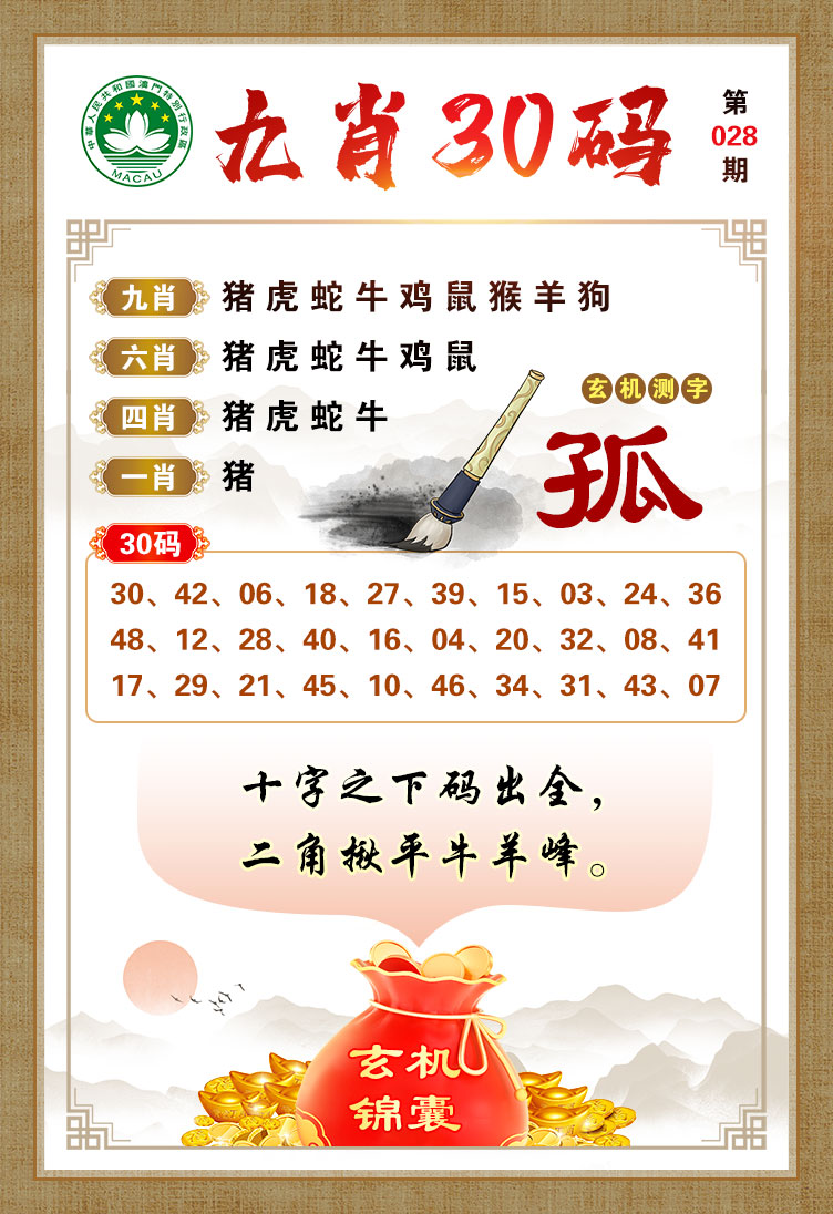 2025028期九肖30码