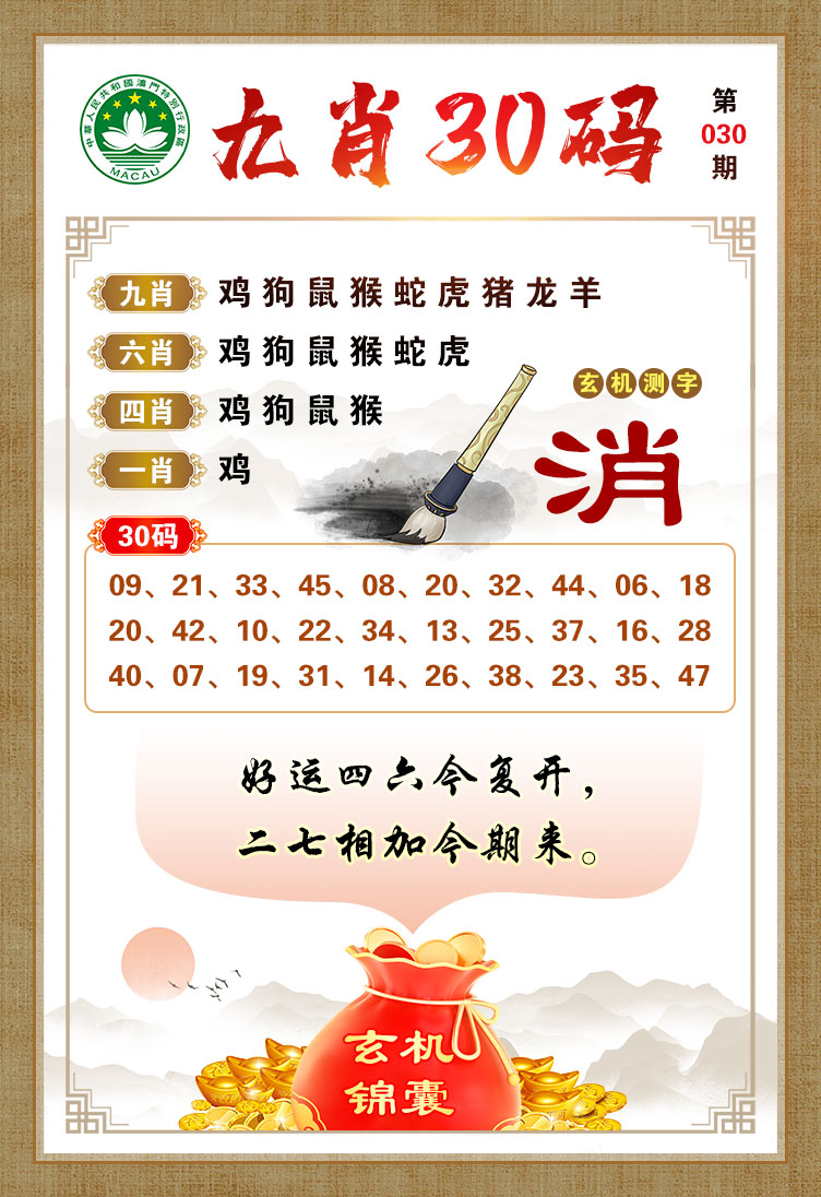 2025030期九肖30码