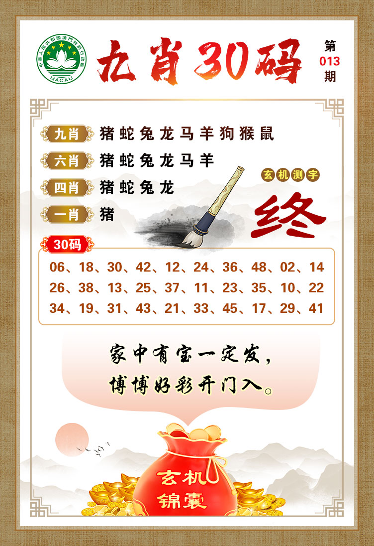 2025013期九肖30码