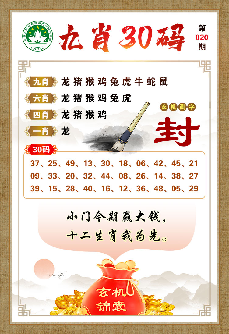 2025020期九肖30码