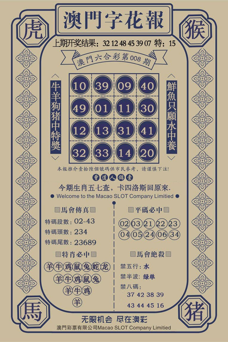 2025008期澳门字花报
