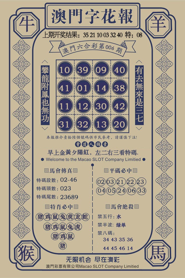 2025006期澳门字花报