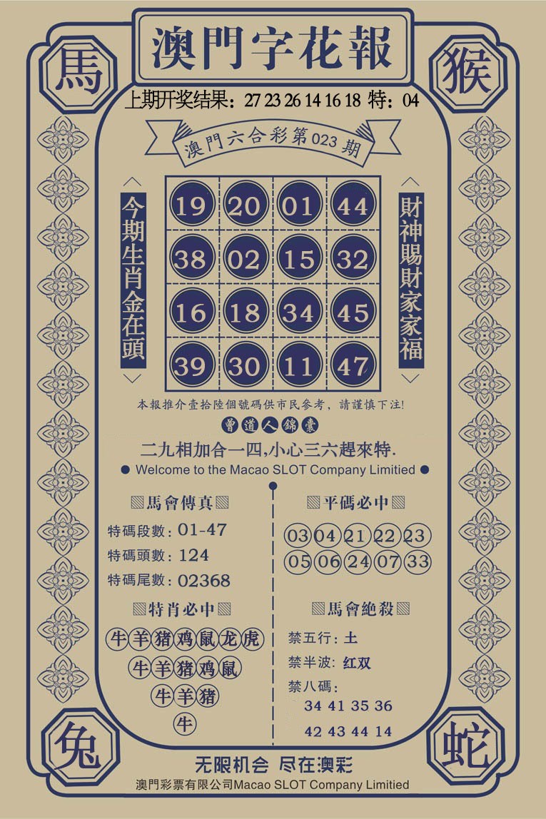 2025023期澳门字花报